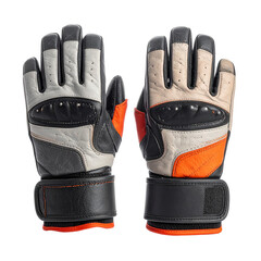 Detailed  shot showcases two protective gloves, displayed against a stark black background, highlighting the texture and stitching details with a prominent  view of the intricate design and...