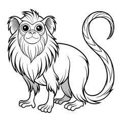 Cartoon Line Art Monkey Illustration with Detailed Fur
