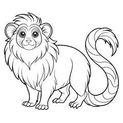 Cute cartoon lion with thick outlined black and white