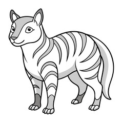 Cartoon Tasmanian tiger standing in black and white palette