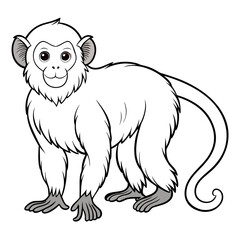 Cartoon monkey illustration friendly mammal animal with outline