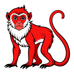 Red monkey cartoon vector illustration isolated on white background