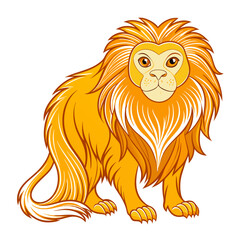 Stylized lion illustration standing against white background, vector art