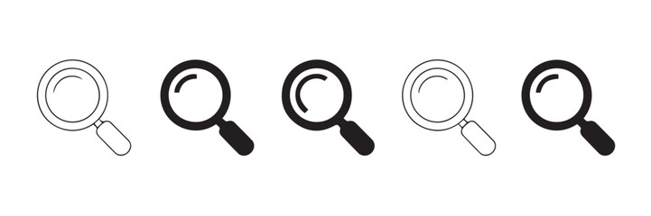 modern magnifying glass vector set search magnifier icons for web app seo ui ux eps ai png jpeg