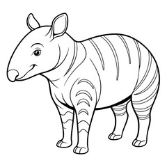Fototapeta premium Cute Cartoon Malayan Tapir Illustration Isolated on White Background