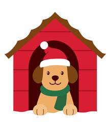 Cute Christmas doghouse and dog flat stock vector illustration.
Dog in Snowy Doghouse.
Illustration of Dog in Christmas Decorated Doghouse.
Transparent background. svg.
