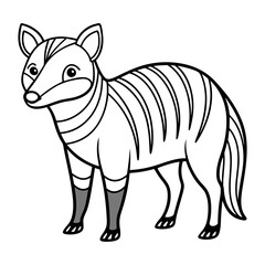 Cartoon thylacine character with stripes for educational illustrations
