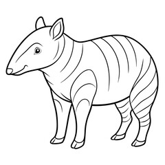 Cartoon Tapir illustration for coloring books and educational resources