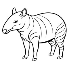 Outlined tapir illustration with thick black lines on white