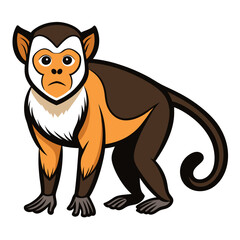 Cartoon monkey isolated on white background standing neutral expression
