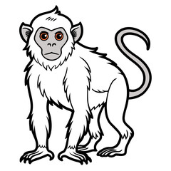 Cartoon monkey illustration with white fur and black outlines
