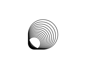 black and white round spiral pattern design logo