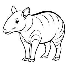 Simple tapir outline vector illustration for design projects
