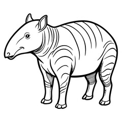 Black and white Tapir sketch illustration on white background