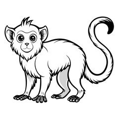 Cartoon monkey illustration with playful expression in monochrome style