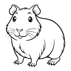 Cute cartoon guinea pig illustration in black and white
