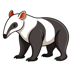 Cartoon Tapir Illustration with Black and White Fur Pattern