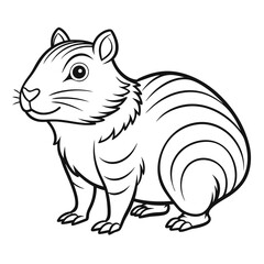 Black and white cartoon illustration of a striped guinea pig