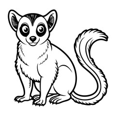 Cartoon lemur image, simple and clean drawing design style