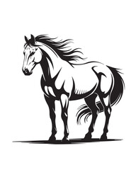 minimalist galloping horse silhouette vector; energetic ink style illustration for branding and labels