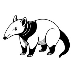 Cartoon illustration of a black and white tapir