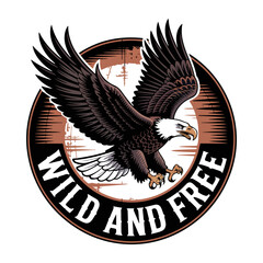 wild and free eagle t-shirt design