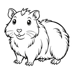 Cartoon black and white drawing of a cute hamster