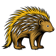 Cartoon Porcupine Standing Isolated on White Background Illustration