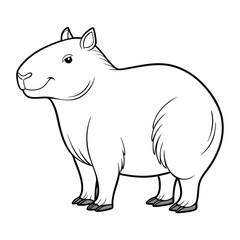 Cartoon style capybara illustration with thick black outlines