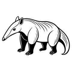 Bold line art illustration of an anteater animal