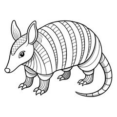 Armadillo illustration ready for coloring book style designs