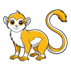 Cute cartoon Golden Lion Tamarin monkey on white background