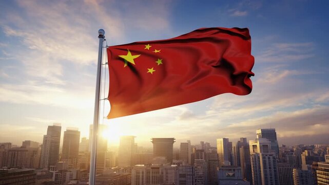 waving flag of China