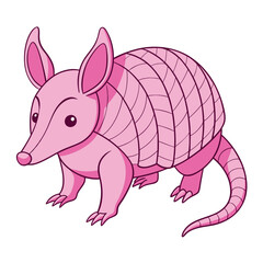 Pink fairy armadillo illustration on white background studio shot