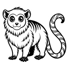 Black and white lemur cartoon illustration with cute eyes