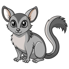 Cute gray chinchilla sitting upright with big eyes cartoon