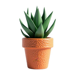 A vibrant, digitally rendered image showcases a potted succulent plant with lush green leaves and a textured orange pot, set against a dark, solid black backdrop.