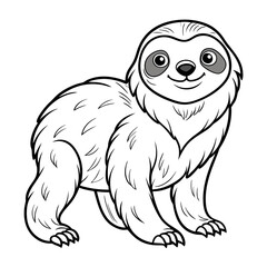 Cartoon illustration of a cute smiling sloth animal