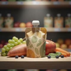 Baby puree natural pack with fruits and vegetables