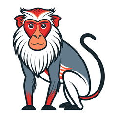 Cartoon illustration of a red capped mangabey monkey sitting