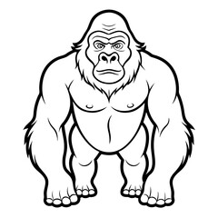 Cartoon gorilla standing tall, bold lines and simple design