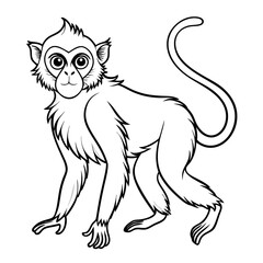 Cartoon Monkey Illustration with Clean Black and White Lines