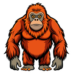 Stylized orangutan standing upright on a white background