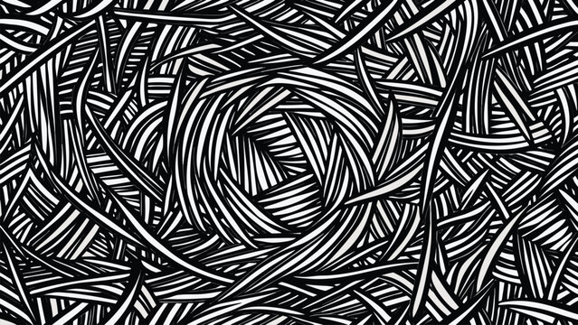 Abstract black and white scribble texture seamless doodle pattern organic lines close up