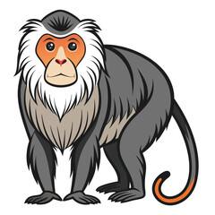 Cartoon image of a gray and white monkey standing