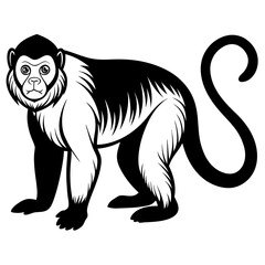Stylized black and white monkey illustration on a white background
