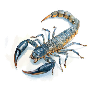 Whip Scorpion, watercolor illustration vector, isolated on a white background.
