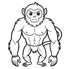 Strong monkey cartoon character with muscular physique illustration