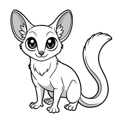 Cute cartoon fennec fox illustration on white background