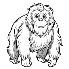 Cartoon Orangutan Vector Illustration Ready for Coloring Page Design